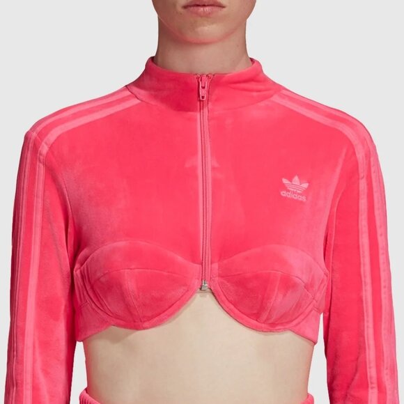 Adidas Originals x Jeremy Scott Women's Cropped Track Top, Size M Solar Pink - Picture 4 of 10